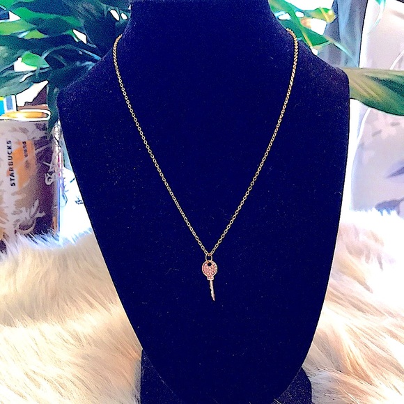 “Key to My Heart” Sweet & Dainty Lil Studded Gold Key Necklace - Picture 2 of 12